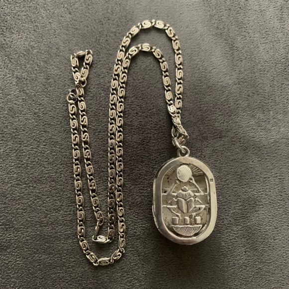 Jewelry - Beautiful Egyptian Double Sided Scarab Necklace with Hieroglyphics